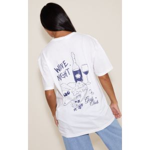 Femme T-shirt oversize graphique Nuit du vin blanc | Taille Medium - Taille M