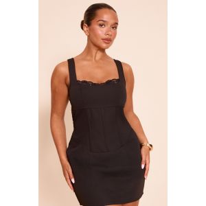 Shape Mini robe de tailleur noire à col carré, Noir - Taille 44