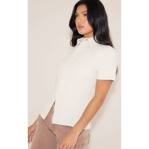 Femme Chemise en jean effet lin écru à boutons Ecru | Taille 32 - Taille 32