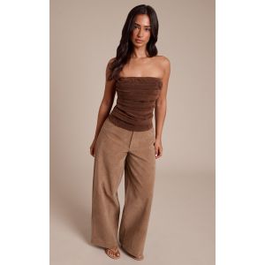 Femme Petit pantalon barrel en su&eacute;dine beige | Taille 42 - Taille 42