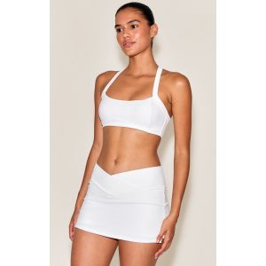 Jupe-short en Sculpt blanc à taille croisée, Blanc - Taille M