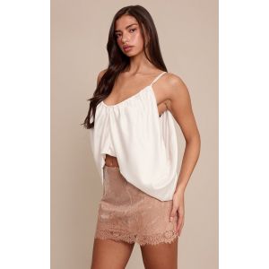 Femme Mini-jupe nude &agrave; sequins et bordure en dentelle | Taille 36 - Taille 36