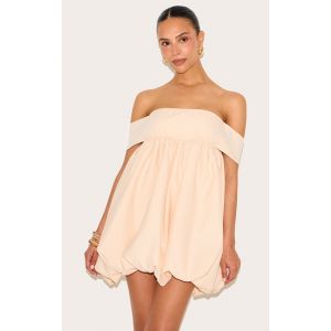 Petite Mini robe bouffante pêche à col bardot, Pêche - Taille 36