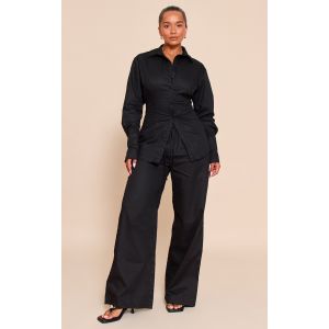 Shape Pantalon large noir à rayures et taille élastique, Noir - Taille 38