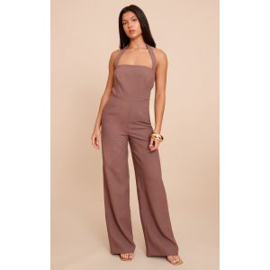 Combinaison large tissée deluxe chocolat à dos nu, Chocolat - Taille 34