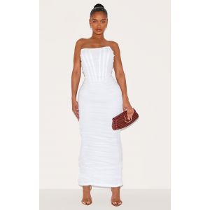Shape Robe bustier longue en mesh blanche à corset, Blanc - Taille 46