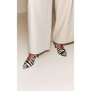 Mules imprimées zèbre à talon et découpe, Zèbre - Taille 38