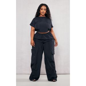 Femme Plus Pantalon cargo large en nylon noir | Taille 50 - Taille 50