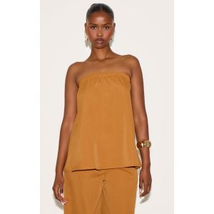 Top bustier long fluide tissé moutarde profond, Moutarde - Taille 34