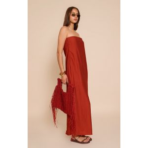 Robe bustier droite texturée rouille, Rouille - Taille 32