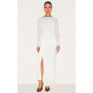 Femme Petite Robe longue blanche transparente nou&eacute;e devant | Taille Small - Taille S