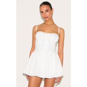 Petite Mini robe droite blanche à détail corset et lacet, Blanc - Taille 34