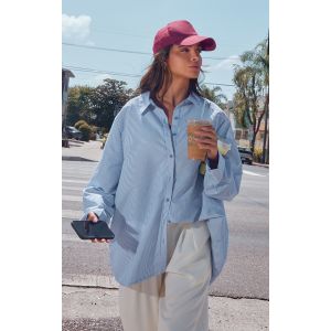 Femme Chemise en coton bleu oversize &agrave; rayures | Taille 36 - Taille 36