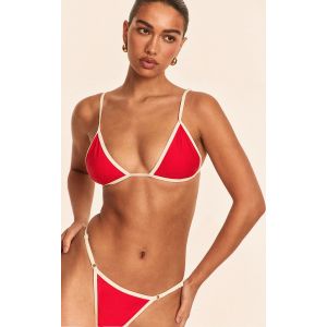 Femme Haut de bikini triangle rouge à bordure contrastée | Taille 44 - Taille 44