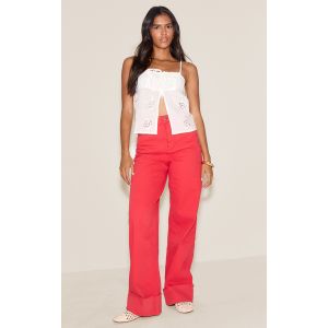 Jean large rouge à mi-haute, Rouge - Taille 44