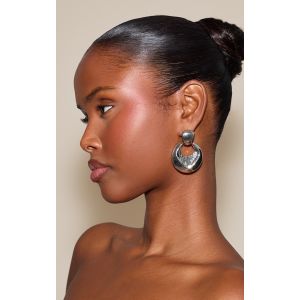 Boucles d'oreilles martelées argentées style heurtoir de porte, Argenté - Taille One Size