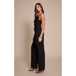 Femme Combinaison large en mousseline de soie noire à détail corsage | Taille 36 - Taille 36