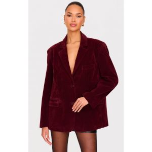 Blazer long en suédine bordeaux, Bordeaux - Taille 42