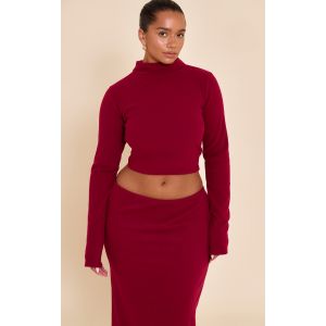 Femme Top polo manches longues bordeaux &agrave; fines c&ocirc;tes  Shape | Taille 34 - Taille 34