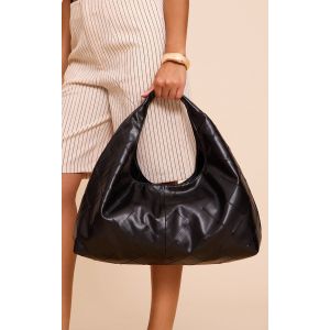 Tote bag oversize large tressé noir, Noir - Taille One Size