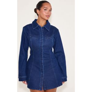 Femme Sculpt Mini-robe coupe trap&egrave;ze en denim indigo stretch | Taille 46 - Taille 46