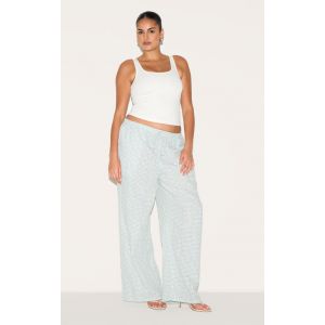 Femme Pantalon Droit Broderie Anglaise Vichy Menthe Grande Taille | Taille 54 - Taille 54