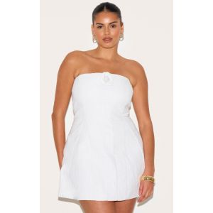 Plus Robe Camellia trapèze bouclée deluxe blanche, Blanc - Taille 46