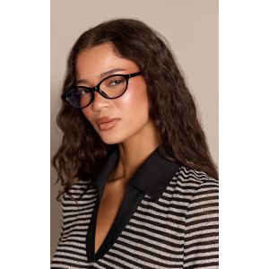 Femme Lunettes de repos fines ovales noires &agrave; verres anti-lumi&egrave;re bleue - Taille One Size