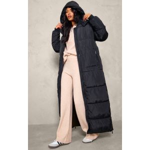 Femme Tall Doudoune longue noire &agrave; capuche | Taille 38 - Taille 38