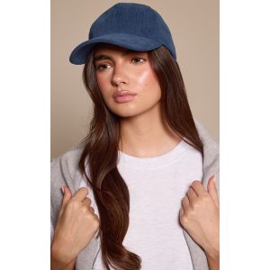 Femme Casquette en velours c&ocirc;tel&eacute; bleu marine - Taille One Size