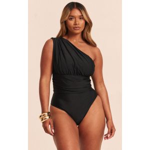 Femme Shape Maillot de bain noir fronc&eacute; &agrave; &eacute;paule unique | Taille 36 - Taille 36