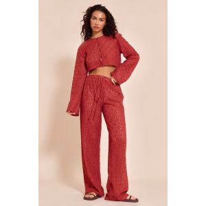 Femme Pantalon droit en dentelle rouille | Taille 44 - Taille 44