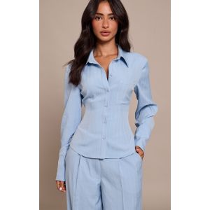 Femme Petite chemise oversize bleue &agrave; fines rayures | Taille 32 - Taille 32