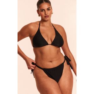 Plus Bas de maillot de bain tanga basique noir noué sur les côtés, Noir - Taille 58