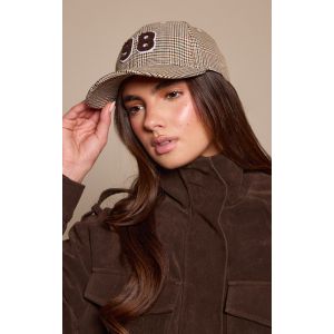 Femme Casquette marron &agrave; pieds de poule - Taille One Size