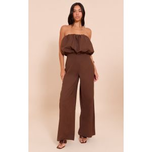 Combinaison bustier droite bouffante en coton chocolat foncé, Chocolat Foncé - Taille 32