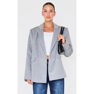 Femme Blazer oversize en effet laine texturé gris | Taille 44 - Taille 44