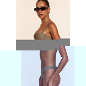 Bas de maillot de bain tanga gris champignon à barre en U, Gris champignon - Taille 32