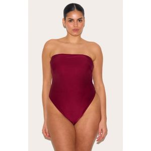 Plus Maillot de bain rouge baie sans bretelles, Rouge Baie - Taille 54