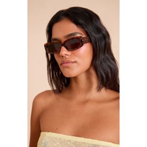 Lunettes de soleil angulaires épaisses en écailles ambrées, Ambre - Taille One Size