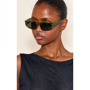 Lunettes de soleil angulaires épaisses vertes effet marbré, Vert - Taille One Size