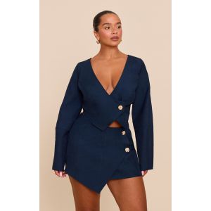 Shape Blazer bleu marine à boutons martelés asymétriques, Bleu Marine - Taille 34