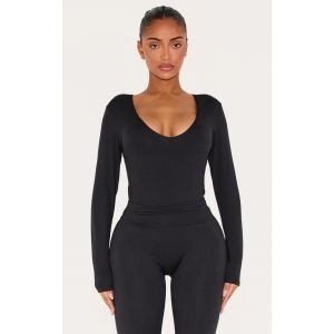 Femme Shape Body sculptant noir &agrave; col en V et manches longues | Taille Large - Taille L