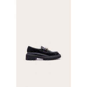Mocassins ronds noirs à semelle chunky et chaîne, Noir - Taille 41