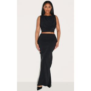 Femme Shape Jupe longue tiss&eacute;e stretch noire &agrave; taille haute | Taille 46 - Taille 46
