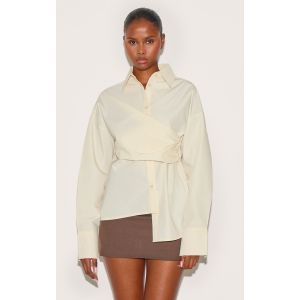 Chemise jaune citron à détail drapé asymétrique, Jaune Citron - Taille 40