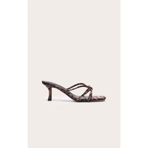 Femme Mules &agrave; talon en PU l&eacute;opard &agrave; bout carr&eacute; et brides nou&eacute;es | Taille 40 - Taille 40
