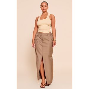 Shape Jupe de tailleur longue café au lait fendue devant, Café au Lait - Taille 46