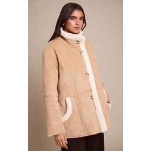 Femme Aviateur oversize beige &agrave; doublure en imitation mouton | Taille Medium - Taille M