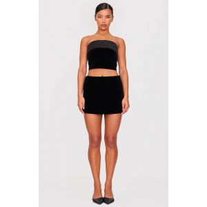 Mini-jupe trapèze en velours noir, Noir - Taille 36